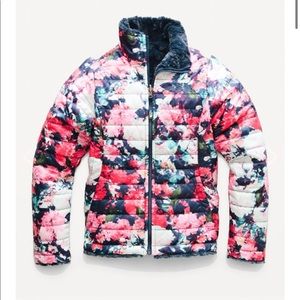 The North Face Reversible Mossbud Swirl Jacket - size 14/16 - floral + navy blue